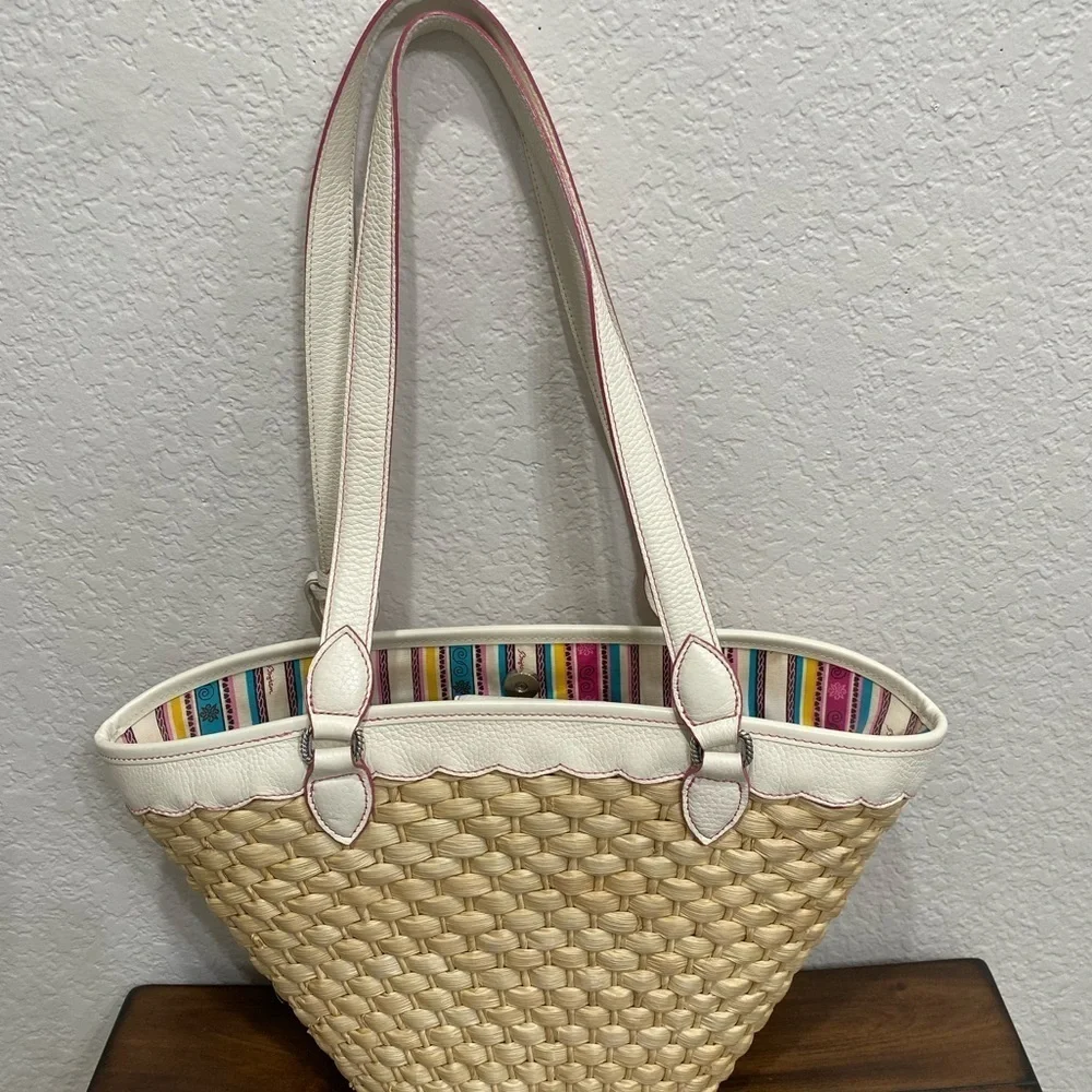 Brighton Cream & Natural Woven Floral Tote